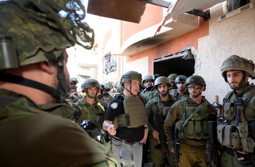  Prime Minister Benjamin Netanyahu seen with Israeli forces in the Gaza Strip on Sunday, November 25, 2023 (photo credit: GPO/AVI OHAYON)
