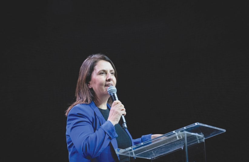  ITELLIGENCE MINISTER Gila Gamliel: She told the writer that her call for the resettelment of Gazans should not be understood as a call for Western nations to take them in. (photo credit: CHAIM GOLDBEG/FLASH90)
