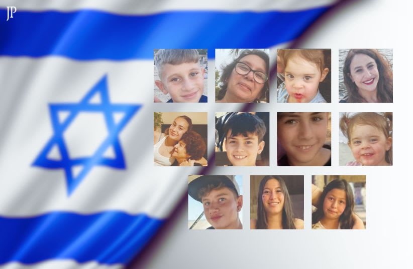  The eleven Israelis released from Hamas captivity in Gaza on Monday, November 27, 2023 (photo credit: JERUSALEM POST)