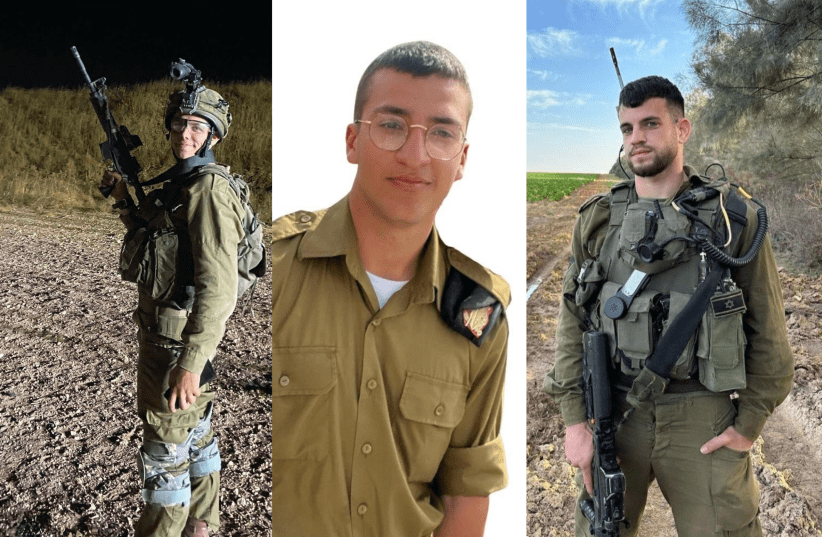  Sgt. Kiril Brodski (left), Sgt. Shaked Dahan (center), and St.-Sgt. Tomer Yaakov Ahimas (right) (photo credit: IDF SPOKESPERSON'S UNIT)