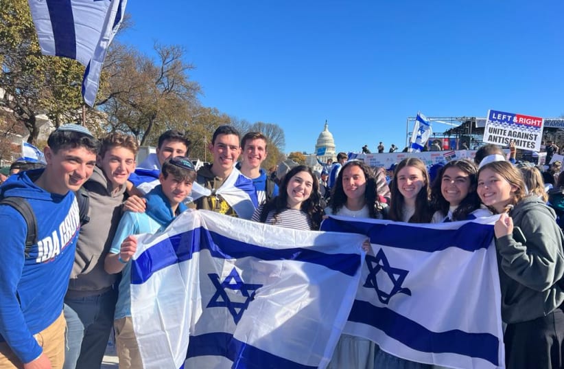  The seniors' involvement extends beyond this trip, as evidenced by their participation in the March for Israel in Washington, DC, and advocating for pro-Israel legislation in Chicago, even in the face of antisemitic opposition. (photo credit: ICJA)