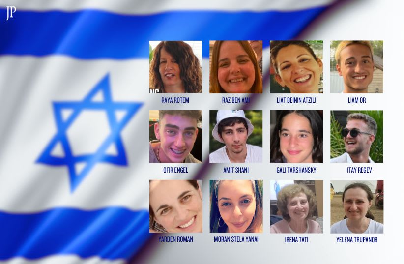  The 12 Israeli hostages released from Hamas captivity on Wednesday, November 29, 2023 (photo credit: The Jerusalem Post)
