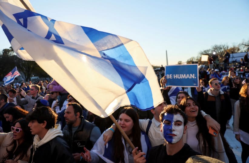  AMERICAN JEWS and their supporters participate in the March for Israel in Washington, DC, earlier this month.  (photo credit: LEAH MILLIS/REUTERS)