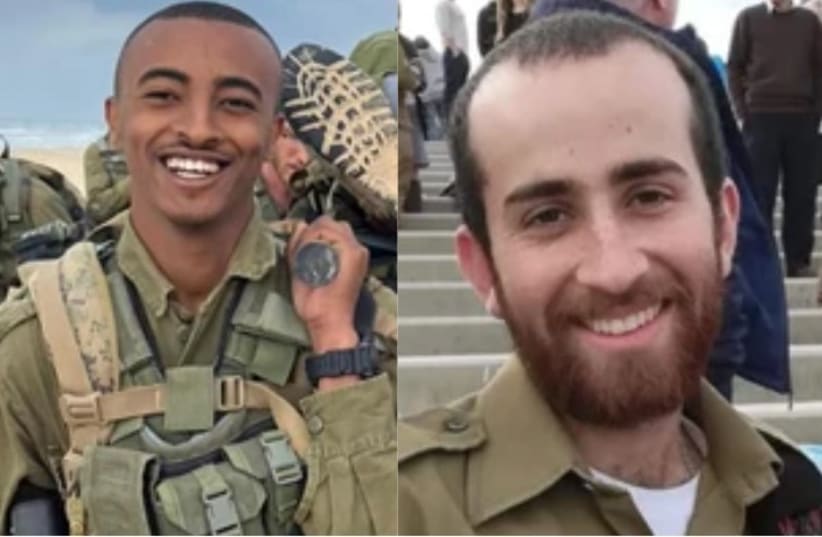  St.-Sgt. Aschalwu Sama and Sgt.-First Class (res.) Or Brandes were named as fallen in duty by the IDF, December 3, 2023 (photo credit: Canva, IDF)