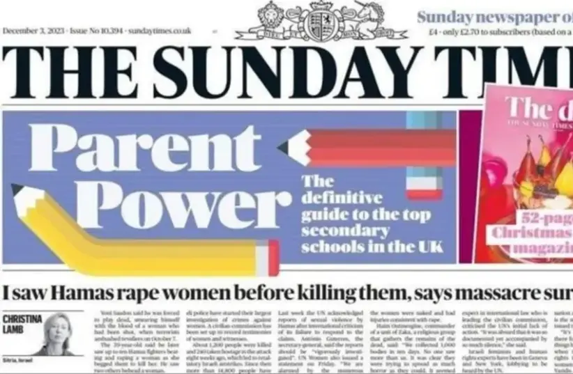  The cover of the "Sunday Times" (photo credit: SCREENSHOT ACCORDING TO 27A OF COPYRIGHT ACT)