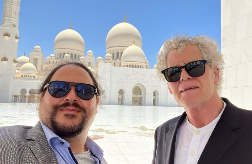  Dr. Iyad AlDajani and Jack Baxter at Mohamed bin Zayed Grand Mosque in Abu Dhabi, May 2022. (photo credit: JACK BAXTER)