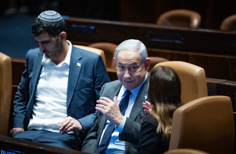  A vote on the state budget at the Knesset plenum in Jerusalem. December 6, 2023. (photo credit: YONATAN SINDEL/FLASH90)