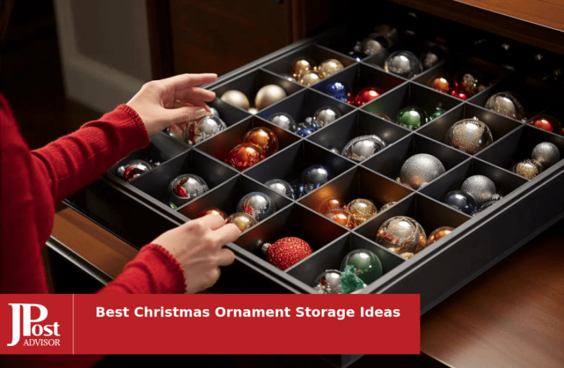 Zober Large Christmas Ornament Storage Box with Dual Zipper Closure - Box Contributes Slots for 128 Holiday Ornaments 3 inch, Xmas Dec