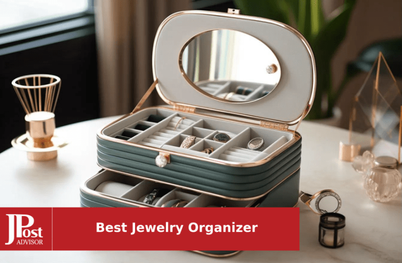 Jewelry Storage Box With Mirror Three Layers Tray Dispaly
