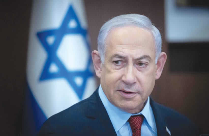  PRIME MINISTER Benjamin Netanyahu leads a cabinet meeting in Jerusalem on Sunday. (photo credit: YONATAN SINDEL/FLASH90)