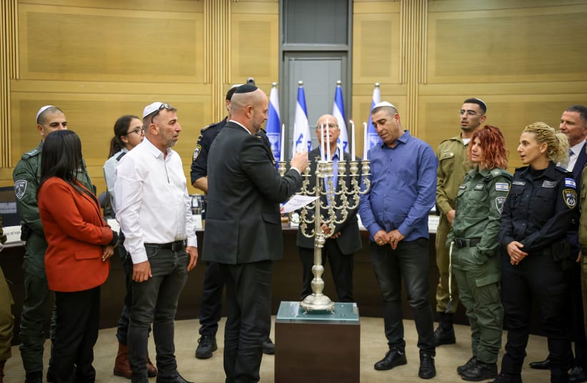Members of Israel’s security forces speak to Knesset members about the October 7 massacre. December 13, 2023 (photo credit: NOAM MOSKOWITZ/KNESSET)