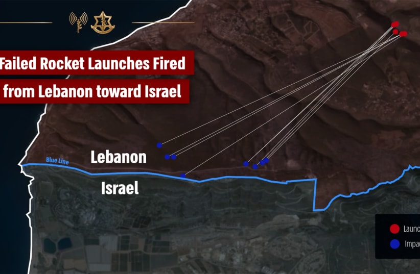  IDF infographic showing failed rocket launches fired from Lebanon toward Israel. (photo credit: IDF SPOKESPERSON'S UNIT)