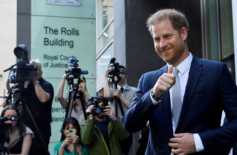  Britain's Prince Harry, Duke of Sussex, departs the Rolls Building of the High Court in London, Britain June 7, 2023. (photo credit: REUTERS)