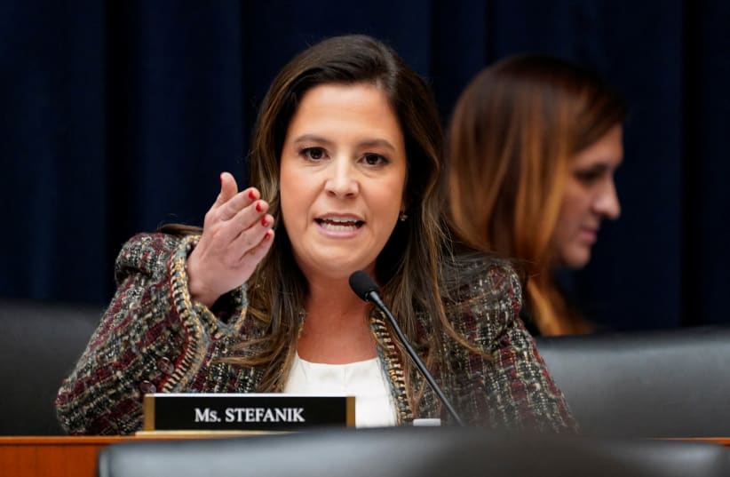  U.S. Representative Elise Stefanik (R-NY) speaks during a House Education and The Workforce Committee hearing titled "Holding Campus Leaders Accountable and Confronting Antisemitism" on Capitol Hill in Washington, U.S., December 5, 2023.  (photo credit: REUTERS/KEN CEDENO)
