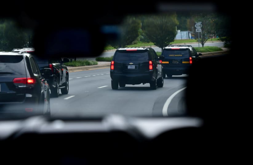  The motorcade of Democratic U.S. presidential nominee and former Vice President Joe Biden drives to a service at St. Joseph's on the Brandywine Roman Catholic Church in Greenville, Delaware, U.S., September 13, 2020.  (photo credit: REUTERS/MARK MAKELA)