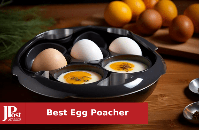 Eggssentials Poached Egg Maker - Nonstick 4 Egg Poaching Cups - Stainless Steel Egg Poacher Pan Food Grade Safe PFOA Free with Bonus Spatula