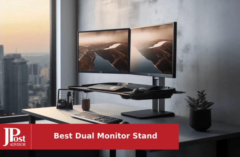 ERGEAR Dual Monitor Stand - Height Adjustable Gas Spring Double Arm Monitor  Mount Desk Stand Fit Two