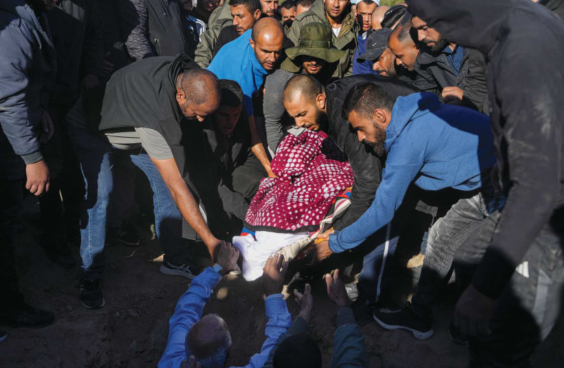  SAMER TALALKA is laid to rest in the Bedouin town of Hura in the Negev, on Saturday (photo credit: FLASH90)