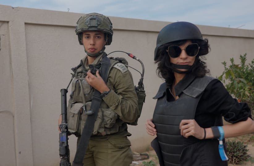 Juila Haart with IDF troops visiting Israel's South and Gaza. (photo credit: Courtesy of ‘Our Future’)