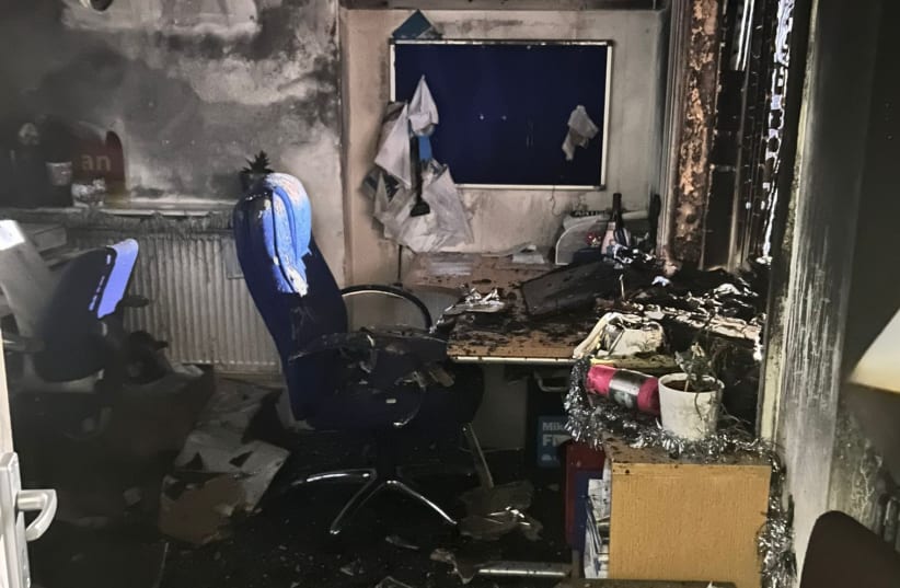  Mike Freer's torched office (photo credit: Courtesy of Mike Freer)