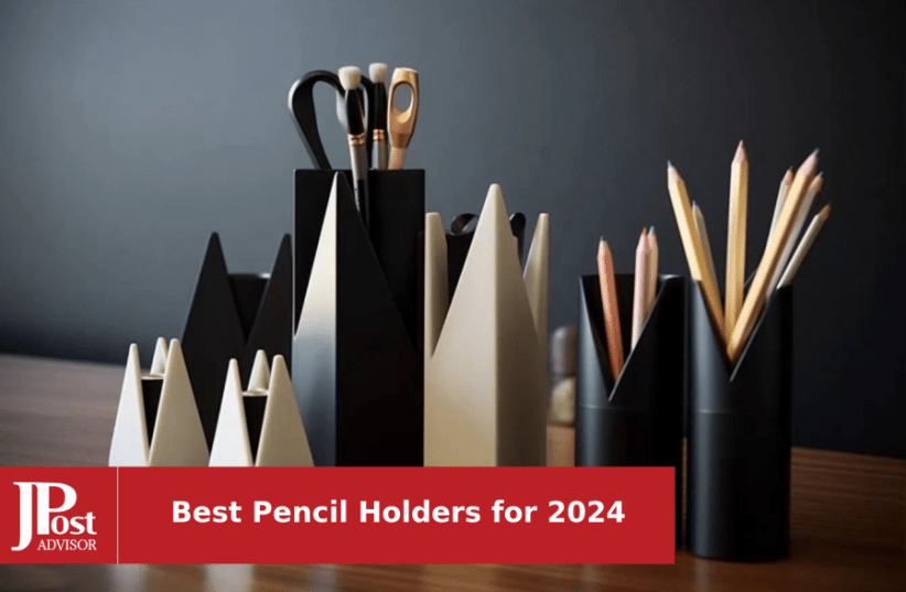 EDENMS Desk Pencil Pen Holder, 3 Slots, 360-Degree Spinning Organizers,  White