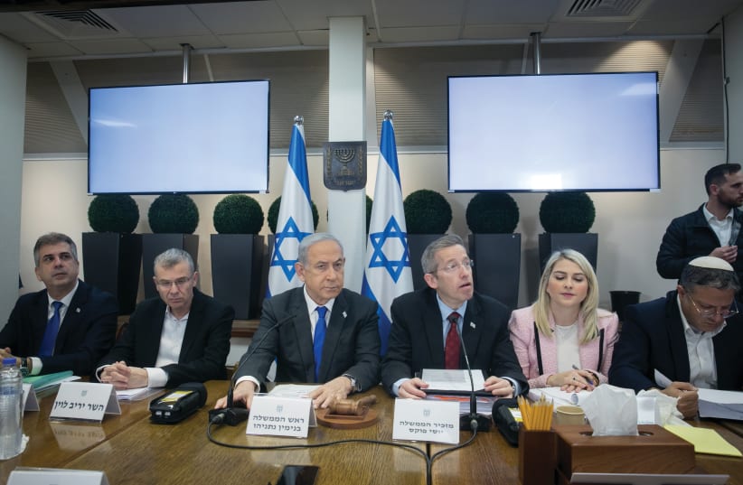  PRIME MINISTER Benjamin Netanyahu leads a cabinet meeting in Tel Aviv, last week. ‘Israel’s government failed systemically, flamboyantly, from the coalition’s inception. Yet, Zionism did not fail on October 7,’ says the writer. (photo credit: MIRIAM ALSTER/FLASH90)