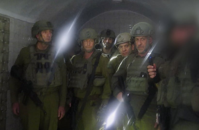 The Chief of Staff and the head of the Shin Bet in the Hamas tunnels in Khan Yunis on January 5, 2024. (photo credit: IDF SPOKESPERSON'S UNIT)