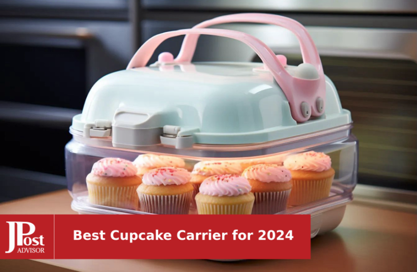 Pink Cupcake Shaped Cupcake Carrier Holder W/Handled Lid 24 Cupcake Capacity