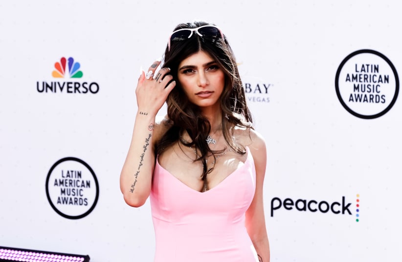   Mia Khalifa arrives at the 2022 Latin American Music Awards at Michelob ULTRA Arena on April 21, 2022 in Las Vegas, Nevada.  (photo credit: GREG DOHERTY/GETTY IMAGES/AFP)