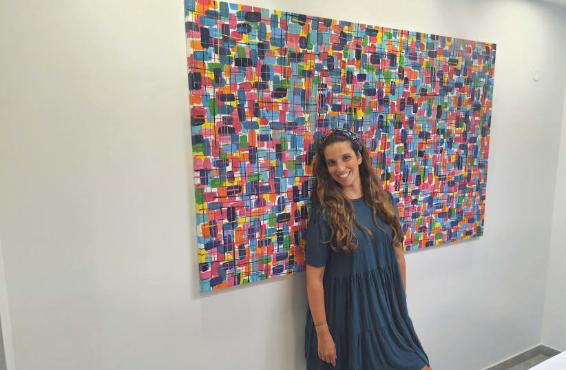  IN FRONT of ‘Pixels of Love.’ (photo credit: Courtesy Sandra Gross)