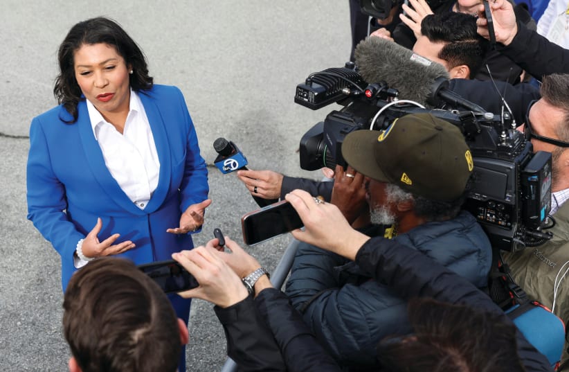  SAN FRANCISCO Mayor London Breed now has the opportunity to do the right thing by vetoing the resolution, says the writer. (photo credit: Brittany Hosea-Small/Reuters)