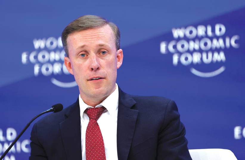  US NATIONAL SECURITY Advisor Jake Sullivan attends the World Economic Forum in Davos, Switzerland, this week. The US must be well-educated regarding Iran's terror network due to the impending threats it poses to regional and global stability, the writer asserts. (photo credit: DENIS BALIBOUSE/REUTERS)