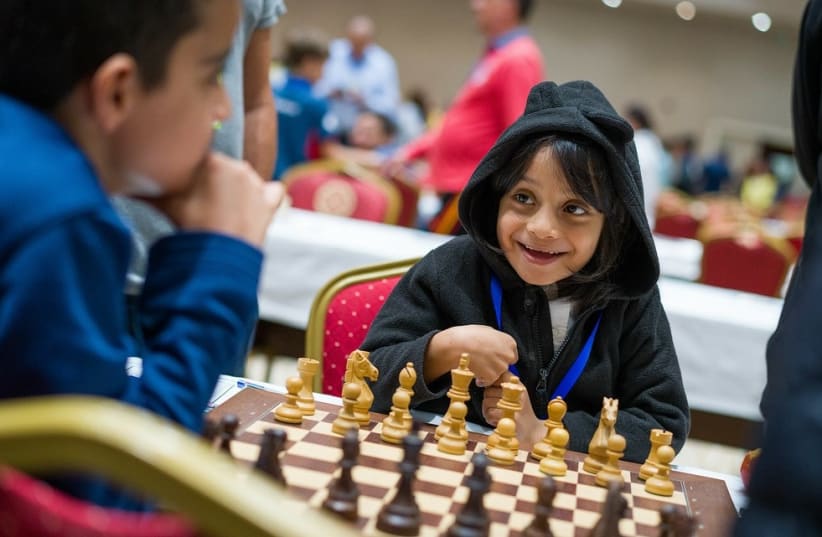 9-year-old Israel Cohen, playing chess (photo credit: PUBLIC RELATIONS)