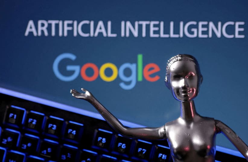  Google logo and AI Artificial Intelligence words are seen in this illustration taken, May 4, 2023.  (photo credit:  REUTERS/DADO RUVIC/ILLUSTRATION/FILE PHOTO)