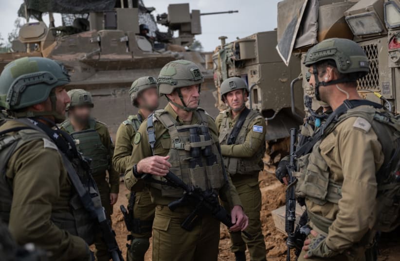  IDF Chief of Staff adresses IDF soldiers in Gaza.  (photo credit: IDF SPOKESPERSON UNIT)