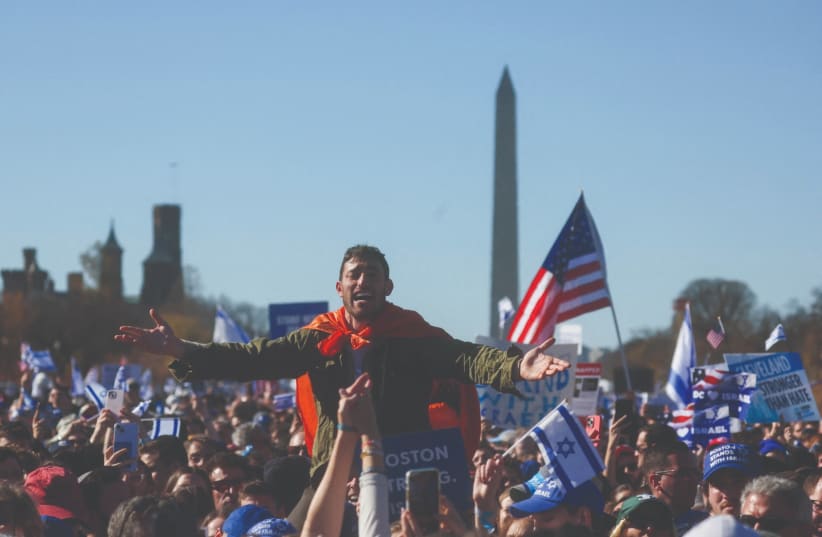 Solidarity rally with Israel on the National Mall in Washington, US. (photo credit: LEAH MILLIS/REUTERS)