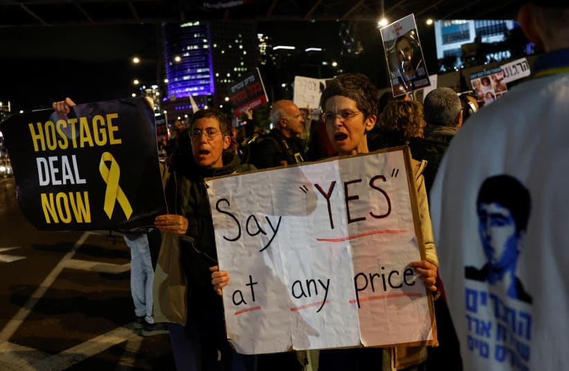  Protest to call for the release of hostages kidnapped in the deadly October 7 attack, in Tel Aviv (photo credit: REUTERS/SUSANA VERA)
