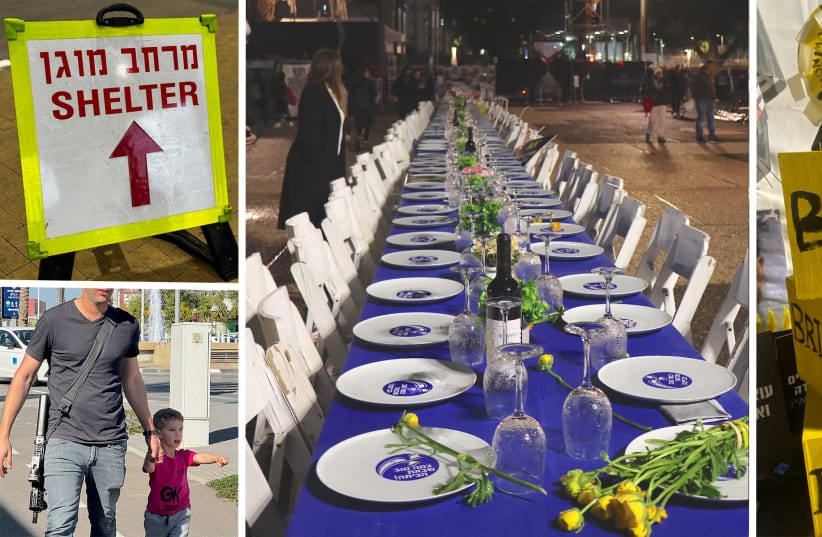  Scenes from a trip to Israel with New York City's Temple Emanu-El, including a Shabbat table installed in Tel Aviv with some 200 empty chairs for the Israelis kidnapped by Hamas, January 13-18, 2024.  (photo credit: Joshua Davidson)