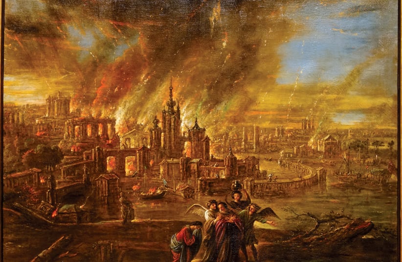  ‘Sodom and Gomorrah Afire’ by Jacob de Wet II, 1680 (photo credit: Daderot/Wikipedia)