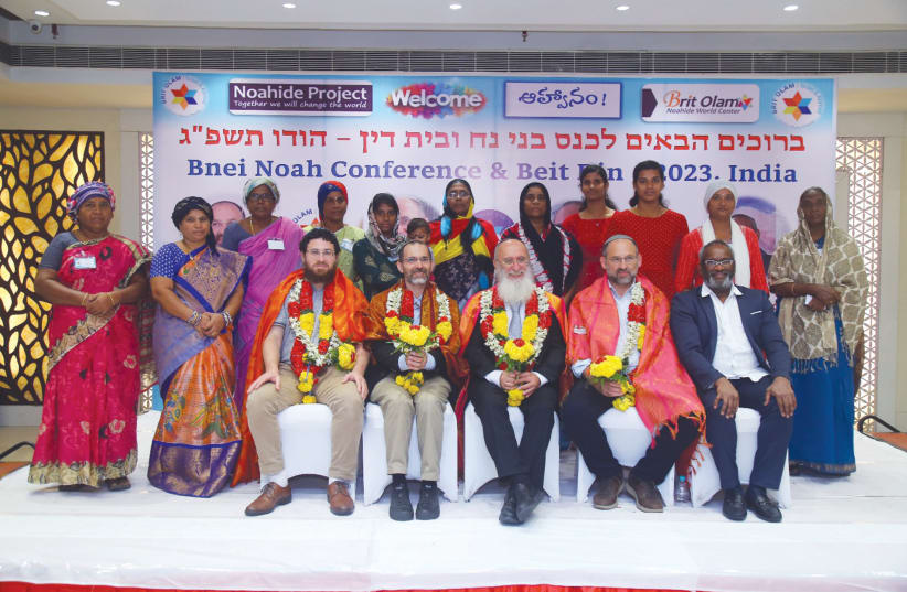  AT THE Bnei Noah Conference in Vijayawada, India, with women participants.  (photo credit: Krishna Photograph)