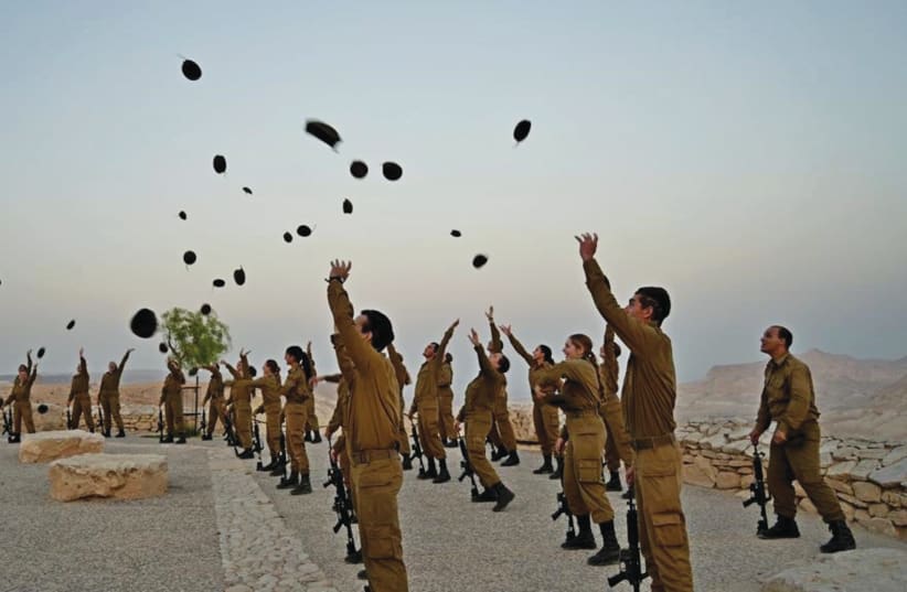  MARVA PARTICIPANTS celebrate the completion of their basic training. (photo credit: IDF SPOKESPERSON'S UNIT)