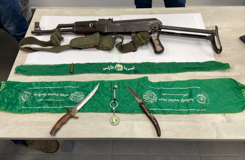  Hamas weapons found in IDF reservist's room in Hadera, February 8, 2024 (photo credit: ISRAEL POLICE)