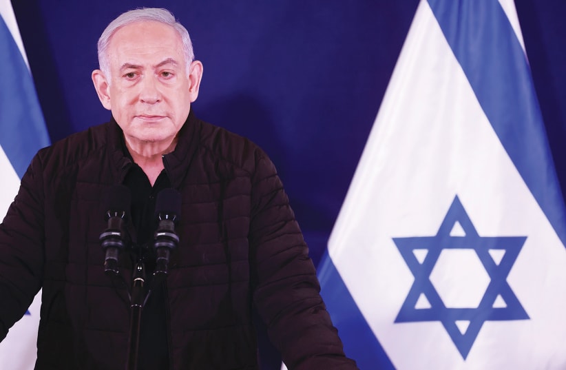 PRIME MINISTER Benjamin Netanyahu at a press conference about the Gaza war late last year (photo credit: MARC ISRAEL SELLEM/THE JERUSALEM POST)