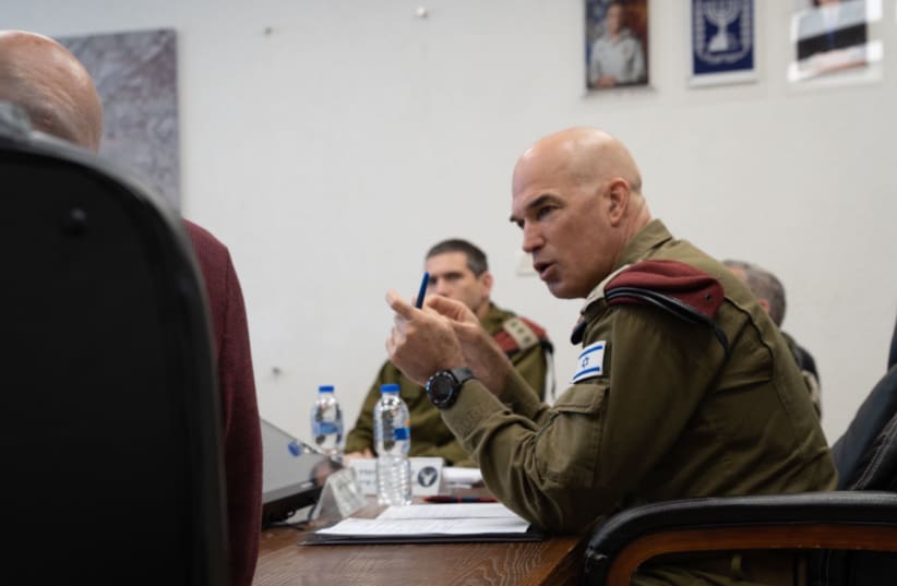  IDF Northern Command, Maj.-Gen. Ori Gordin giving a situational assessment to the heads of local authorities in the North, February 9, 2024. (photo credit: IDF SPOKESPERSON'S UNIT)
