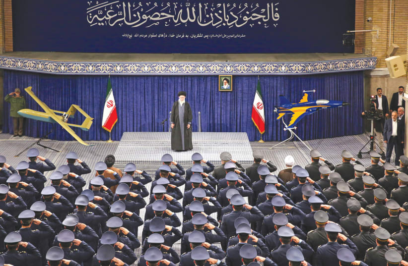  IRAN’S SUPREME Leader Ayatollah Ali Khamenei attends a meeting with members of the Islamic Republic of Iran Air Force in Tehran, last week. Iran does not want to be directly involved in a war, neither against Israel nor the US, the writer argues. (photo credit: Office of the Iranian Supreme Leader/West Asia News Agency/Reuters)