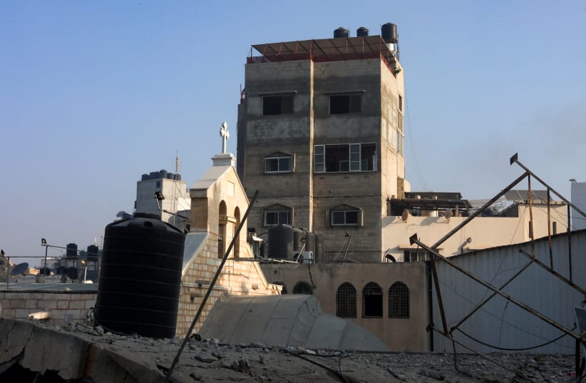  Greek Orthodox Saint Porphyrius Church damaged by an Israeli strike, in Gaza City