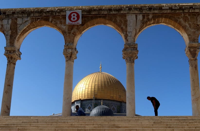 Worshipers hold Friday prayer in Al-Aqsa compound, also known to Jews as the Temple Mount in Jerusalem's Old City November 3, 2023 (photo credit: Sinan Abu Mayzer/Reuters)