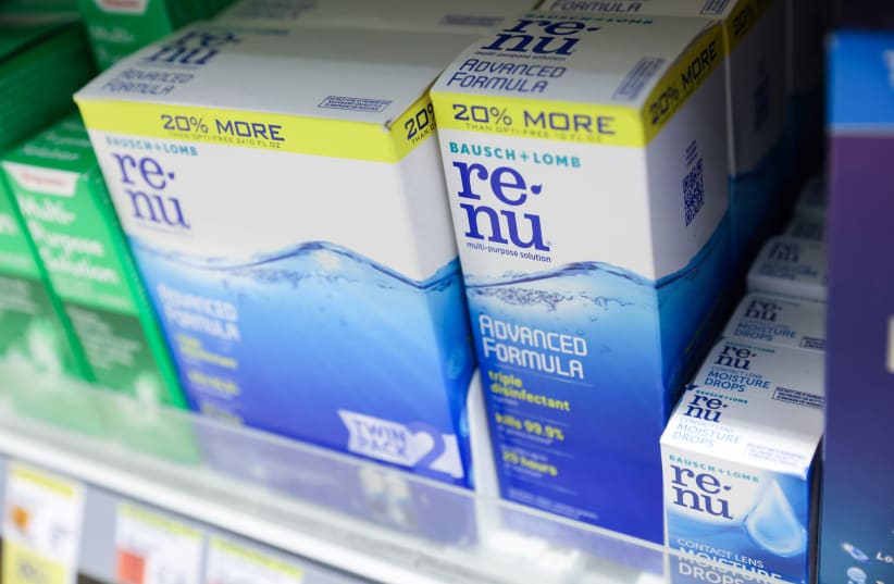  ReNu contact lens solution by Bausch + Lomb, is seen for sale in Manhattan, New York City, U.S., May 20, 2022. (photo credit: Andrew Kelly/Reuters)