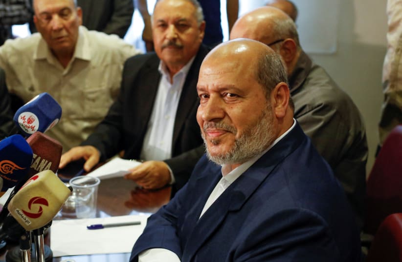 Hamas politburo member Khalil al-Hayya attends a news conference in Damascus, Syria October 19, 2022. (photo credit: REUTERS/YAMAM AL SHAAR)