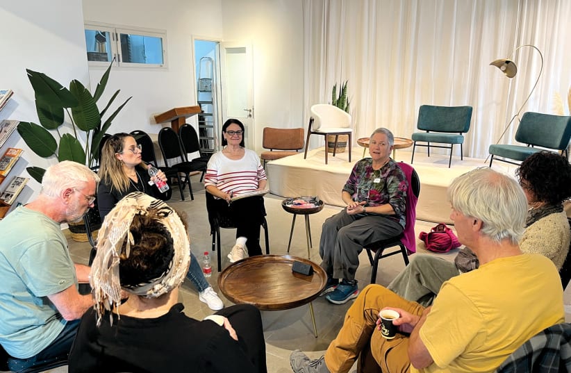  Small group session led by Dr. Ronit Eilon and Dr. Naomi Baum (center) at Mishkenot.  (photo credit: Courtesy)